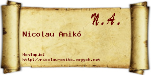 Nicolau Anikó névjegykártya