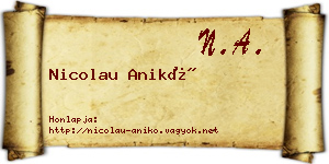 Nicolau Anikó névjegykártya